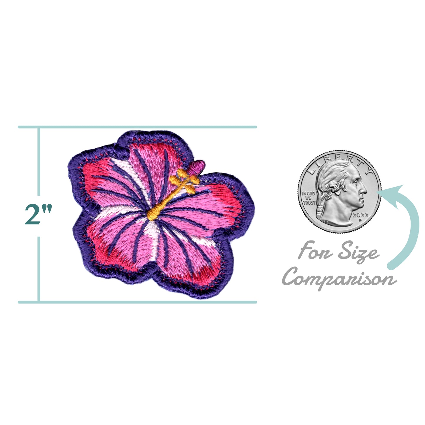 Hibiscus Flower Iron-On Patch - Hawaii-Inspired Embroidery