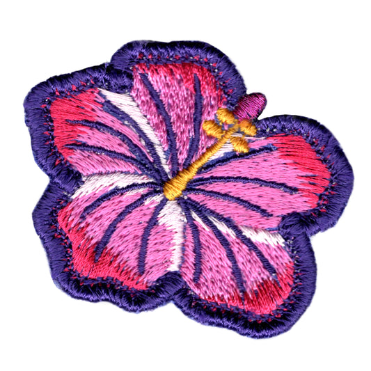 Hibiscus Flower Iron-On Patch - Hawaii-Inspired Embroidery