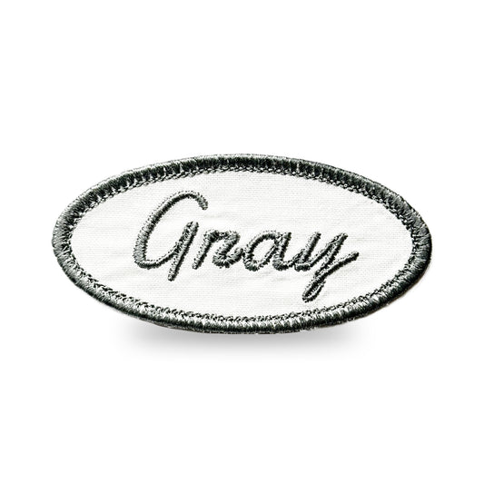 Customizable Embroidered Oval Patch with Gray Thread