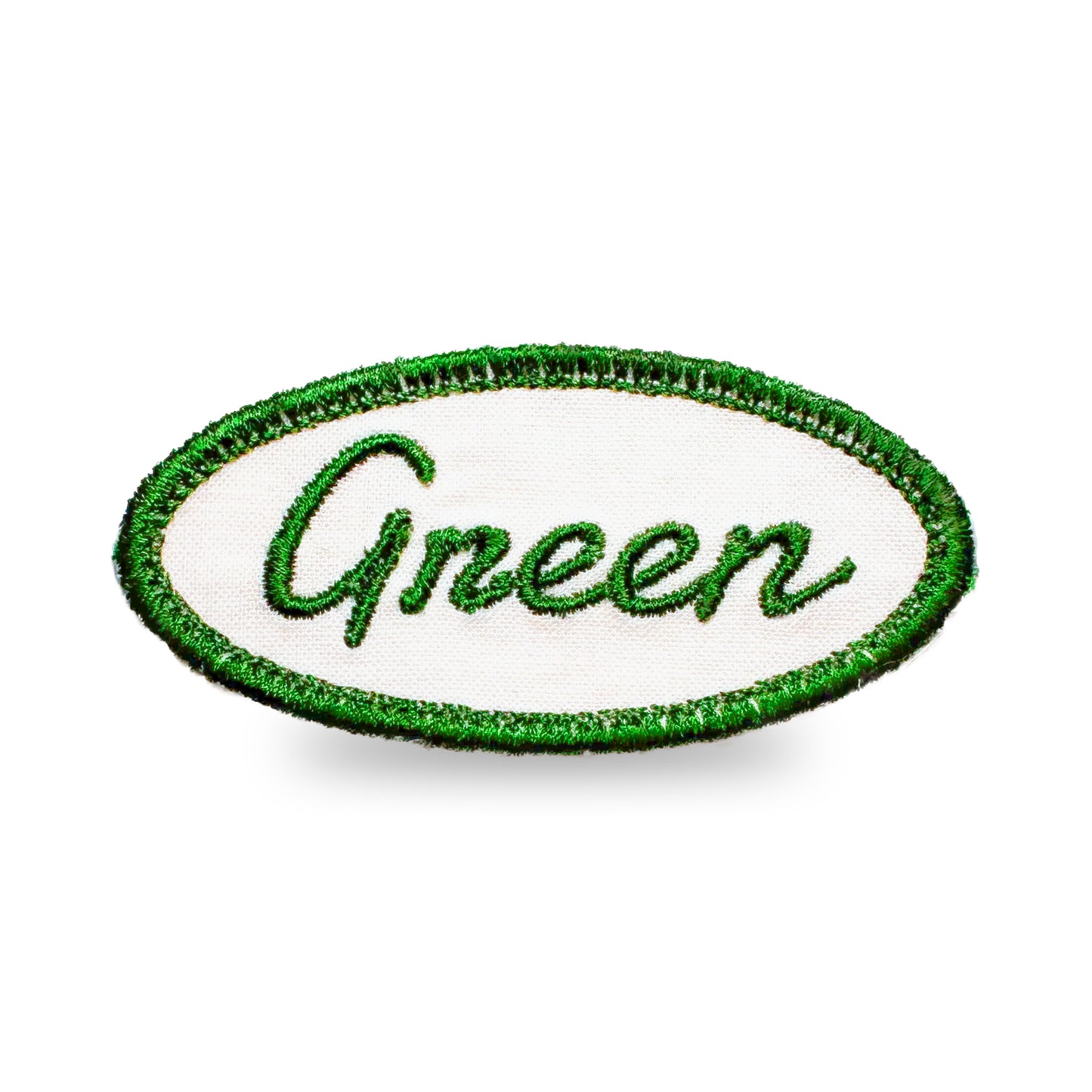 Customizable Embroidered Oval Patch with Green Thread