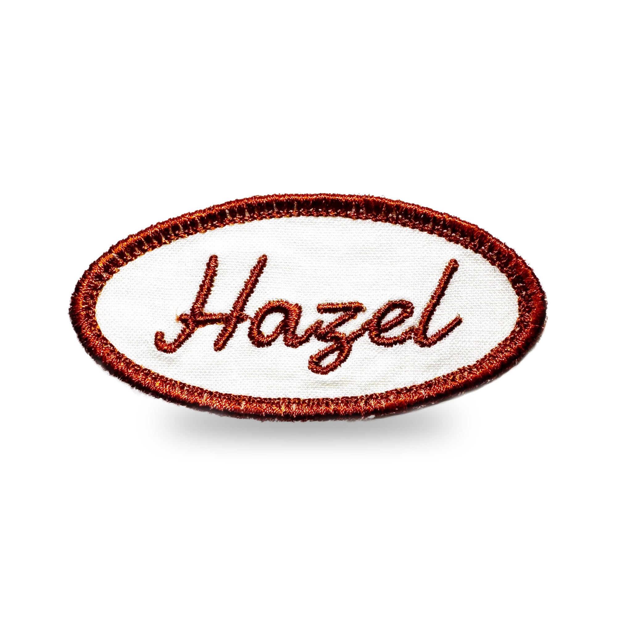 Customizable Embroidered Oval Patch with Hazel Thread – Palm Stitch