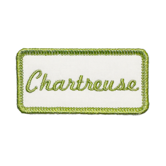 Customizable Embroidered Rectangular Patch with Chartreuse Thread