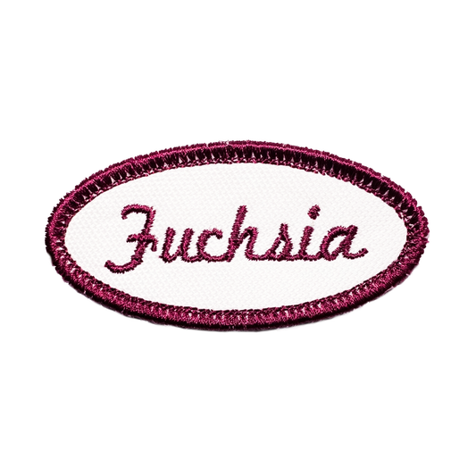 Customizable Embroidered Oval Patch with Fuchsia Thread