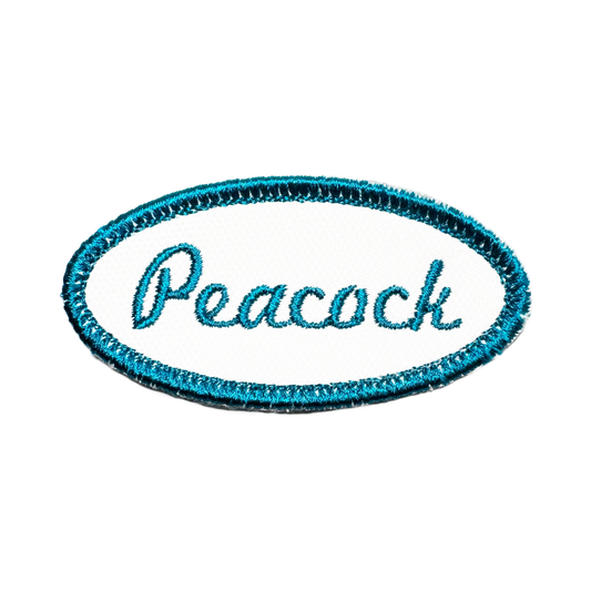 Customizable Embroidered Oval Patch with Peacock Thread